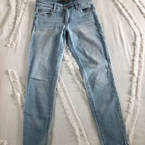 Joes skinny jeans, shredded hem, size 26